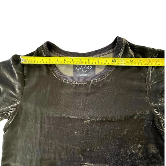 Anthropologie Kyla Seo Velvet Velour Short Sleeve Crewneck Size Medium Top - Picture 8 of 10